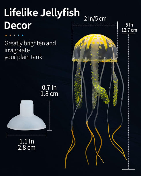 Uniclife 6 Pcs Glowing Jellyfish Ornament Decoration for Fish Tank Aquarium
