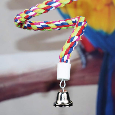 Bird Rope Perch Parakeet Toys, Spiral Bird Toy for Cockatiels, 43" & 13.7" Bird Bungee Rope Perches