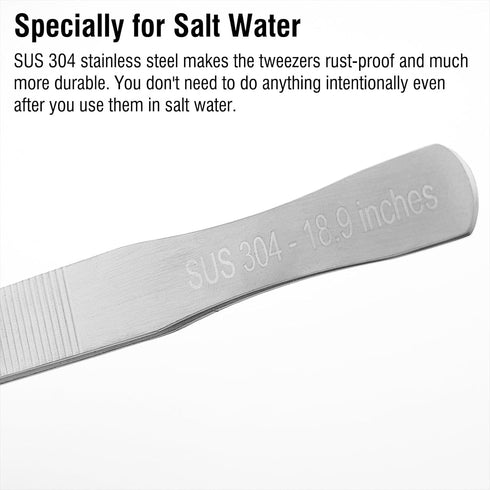 18.9 inch Heavy Duty Extra Long Tweezers for Fish Tank, Curved Stainless Steel Aquascape Tongs