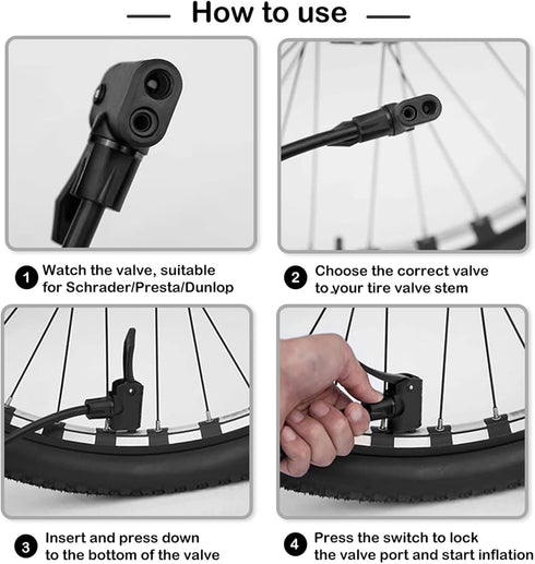 Hycline Portable Floor Bike Pump - 150/160 PSI High Pressure Air Pump with Presta and Schrader Valve