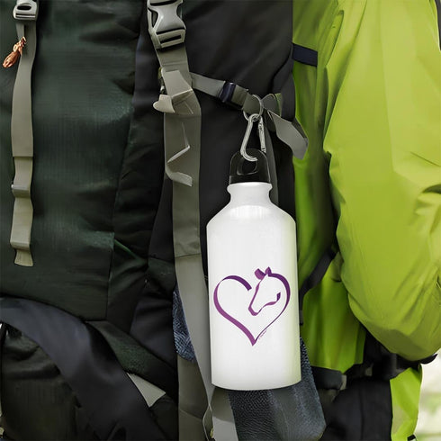 Horse Lovers Gifts Aluminum Water Bottle with Cap & Sport Top, White - Equestrian Horse Heart Gifts