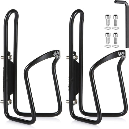 UShake Water Bottle Cages, Basic MTB Bicycle Alloy Aluminum Lightweight Holder, 2 Pack, Drilled Holes Required