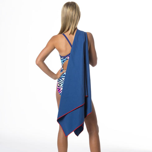 Flow Hydro Sport Towel - Microfiber Quick Dry Swimming Towels for Swim, Pool, and Water Sports (Navy, X-Large)