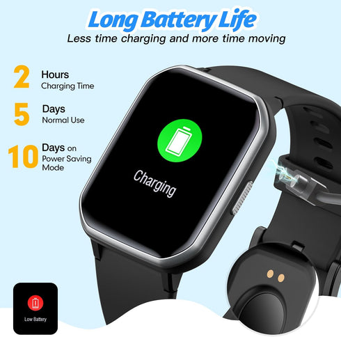 Kids Smart Watch for Girls, IP68 Waterproof Fitness Tracker, 1.5 Inch DIY Face, Heart Rate, 19 Sport Modes (Black)