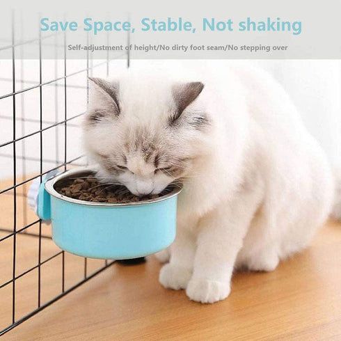 Stainless Steel Removable Pet Food Bowl, Anti-overturn Water Feeder Container, 2 Set for Small Dog/Cat/Rabbit, Easy to