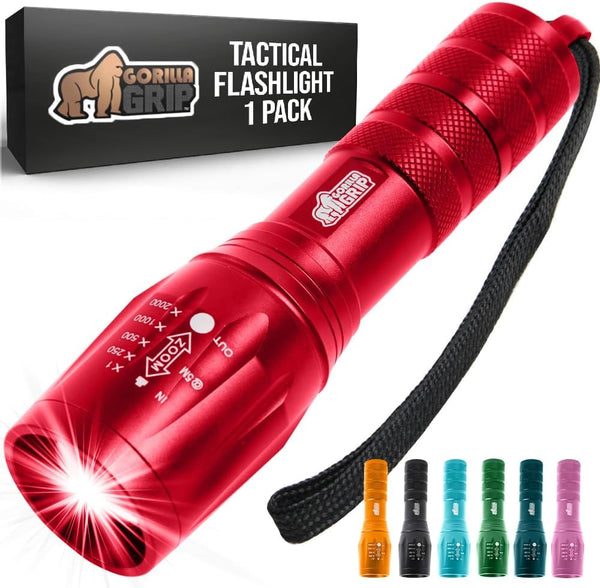 GORILLA GRIP Powerful LED Tactical Flashlight, 750 FT High Lumens, Water Resistant, Ultra Bright Mini Flash Light
