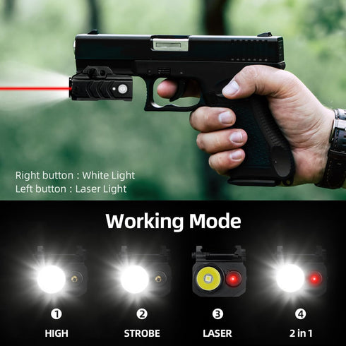 Red/Green Laser Light Combo, 900 Lumen Magnetic Charging Laser Sight with Rechargeable Battery