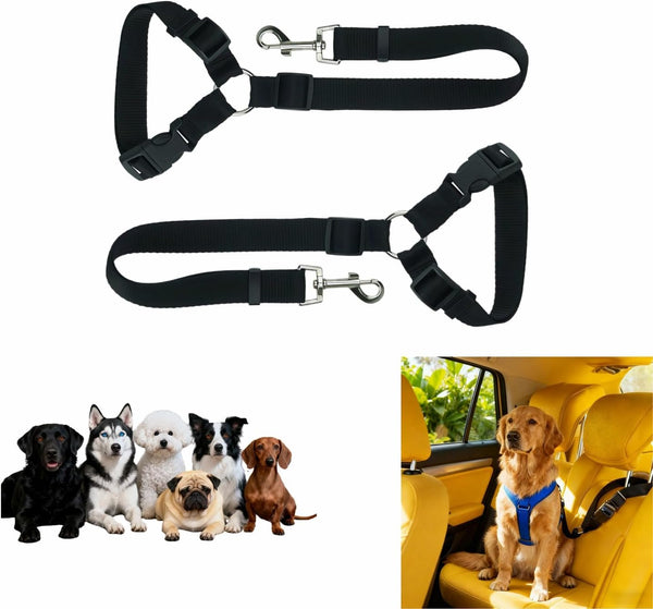 RyanDesign 2-in-1 Car Seat Belt for Dogs, Headrest Dog Safety Harness & Leash