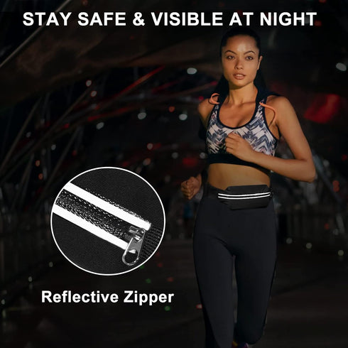 Running Belt Fanny Packs - Reflective Belt Bag for Hiking, Cycling, Workout, Compatible with iPhone 13, 12 Pro