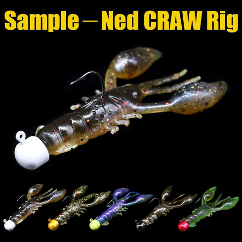Ned Rig Kit with Finesse Baits, Soft Plastic Worms Fishing Lure for Bass Stick Swimbait Minnow Crawfish