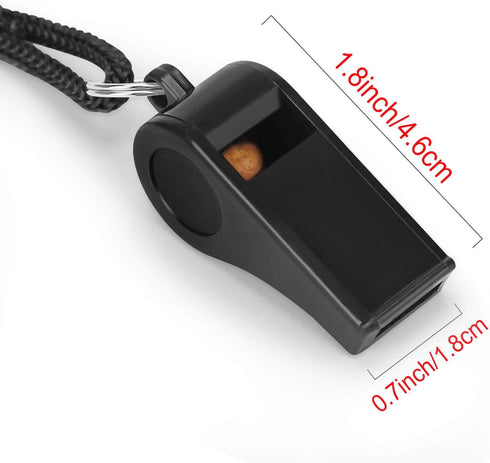 Fya Plastic Whistle with Lanyard, Loud Clear Black Whistles for Coaches, Referees, and Officials
