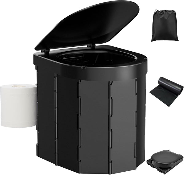 Portable Camping Toilet, Folding Toilet for Adults with Lid and Retractable Toilet