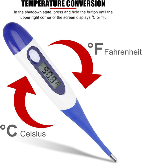 Livestock Pet Thermometer with LED Display Memory Function,Fast Digital Veterinary Thermometer,Flexible Probe
