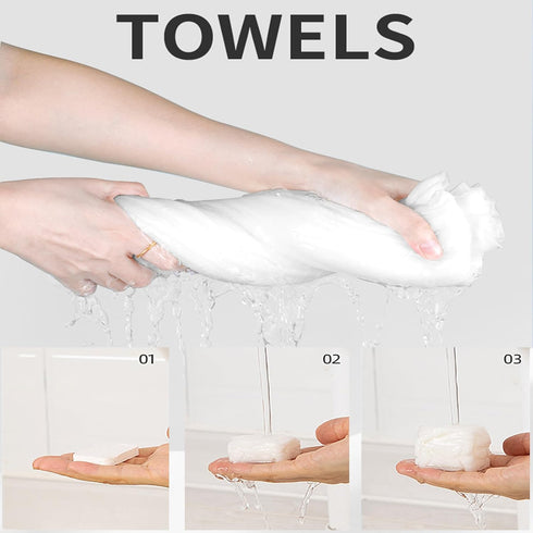 28 Pack Compressed Portable Face Towel Tablet - Reusable Washcloth, Wet and Dry Disposable Wipes for Baby, Dog