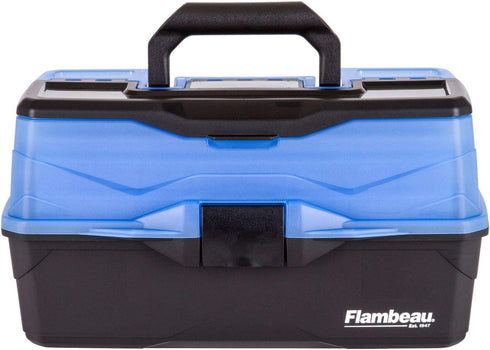Flambeau Outdoors 6383FB Classic Tray Tackle Box, 3-Tray Portable Tackle Organizer, Frost Blue/Black