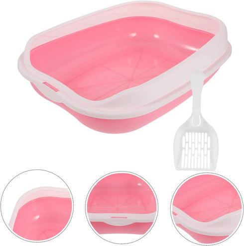 1 Set Cat Litter Box Portable Litter Box Plastic Bins Portable Potty Cat Litter Tray with Scoop Kitten -Splash Kitten