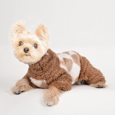 Spring Dog Pajamas, Lightweight Fleece Sweaters for Small Dogs, Chihuahua Onesie Clothing, XS, Beige
