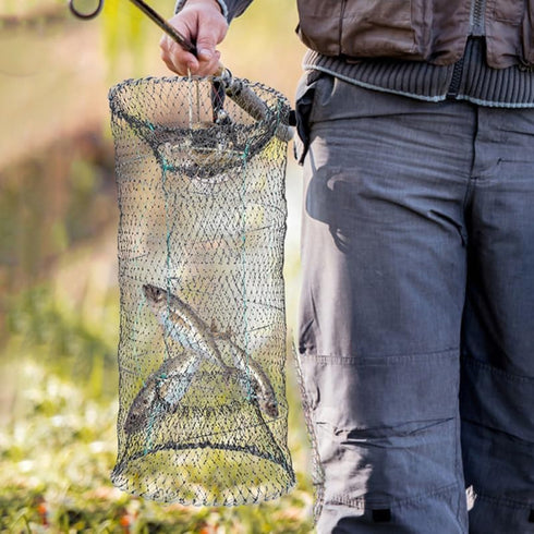 2pcs 17x10 Inch Portable Collapsible Fish Trap Metal Mesh Turtle Trap Saltwater Shrimp Lobster Easy to Use and Store
