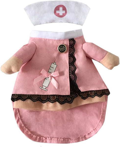 NACOCO Dog Cat Nurse Costume - Pet Nurse Clothing Halloween Jeans Outfit Apparel (XS)