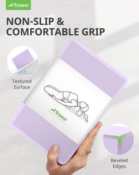 Trideer Yoga Block, Premium Foam Blocks with Soft Non-Slip Surface, Lightweight, Odor Resistant, Supportive Yoga