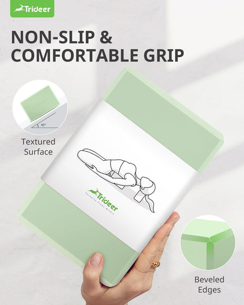 Trideer Yoga Block - Soft Non-Slip Premium Foam Blocks, Lightweight, Odor Resistant, Supportive Yoga Accessories