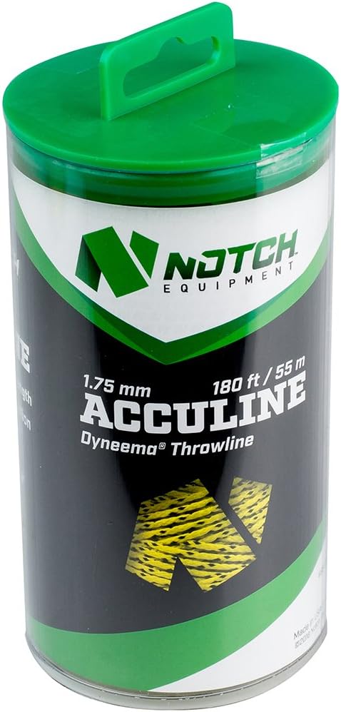Notch Acculine Dyneema Throwline, 1.75mm x 180 ft, Wear Resistant, Knot Friendly, 560 lbs Tensile Strength - Yellow
