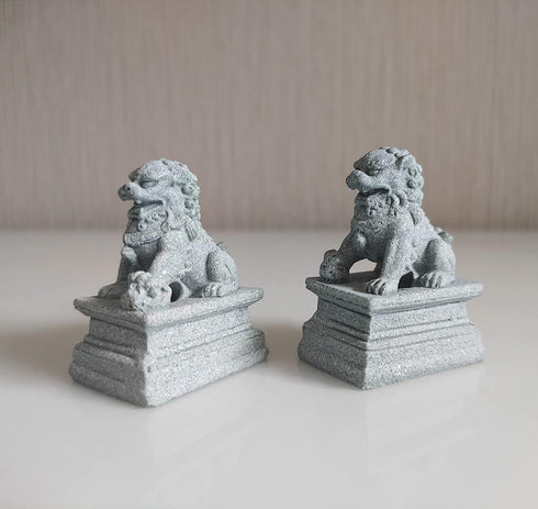 Asian Fu Foo Dogs Statues, Mini Guardian Lion Figurine Sandstone Pets for Fish Tank Aquarium Landscape Ornaments