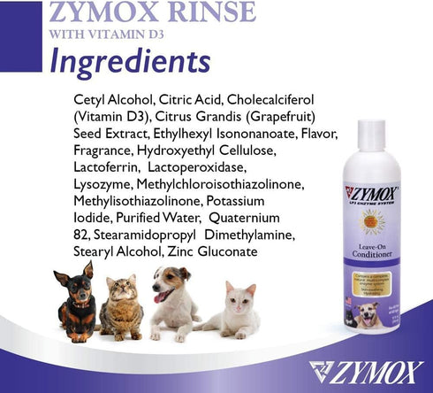 Pet King Brands D3 12oz ZYMOX Leave-in Conditioner with Vitamin for Cats & Dogs