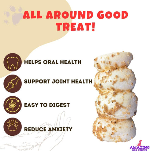 Amazing Dog Treats - Beef Cheek Rolls Mega Thick (Bully Dust Flavor, 5-6" - 8 Count) - Safe Rawhide Alternative