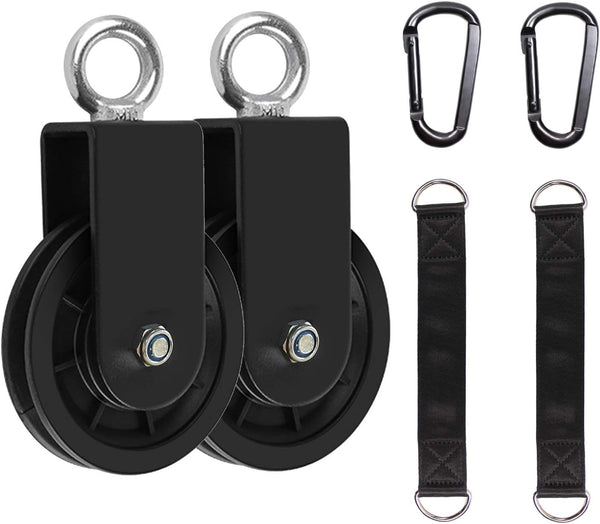 LFJ Cable Pulley Set with Swing Strap Carabiner, Gym Pulley Wheel for LAT Pulley System, Home Gym Equipment