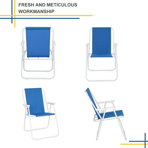 Generic 4 lbs, 38.5cm 220.46 lbs High Seat Folding Beach Chair, Portable, Blue, Oxford Cloth & Iron Pipe, Sitting