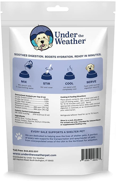 Under the Weather Easy to Digest Bland Diet for Sick Dogs, Gluten Free, Freeze Dried Turkey, Rice & Sweet Potato
