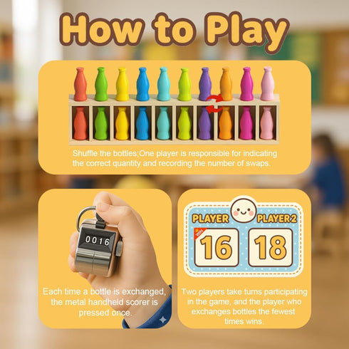 Trozihn 8-12, 2-4 Counters, Bottle Color Match Game, Fun Family Board Game for Kids Bottle Collision Game for Players