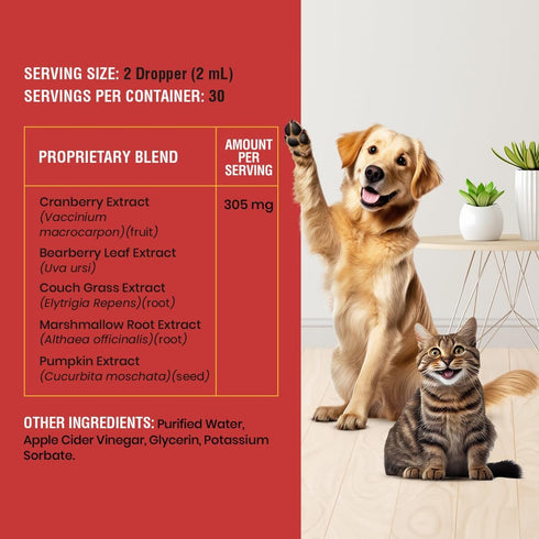 Cranberry UTI Supplement for Cats and Dogs - Urinary Tract Infection Treatment, Kidney and Bladder Support, 2 oz
