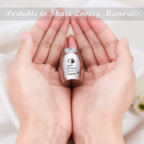 Small Dog Urn for Ashes, 1.57 Inches Mini Cremation Urn for Pet Ashes, Tiny Pet Paw Keepsake Holder