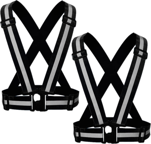 Reflective Strap Safety Vest Gear, 2-10 Pack Adjustable High Visibility Running Gear for Night