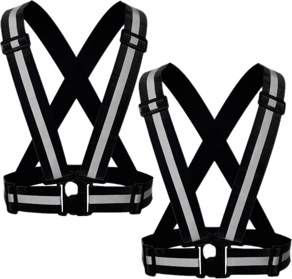 Reflective Strap Safety Vest Gear, 2-10 Pack Adjustable High Visibility Running Gear for Night