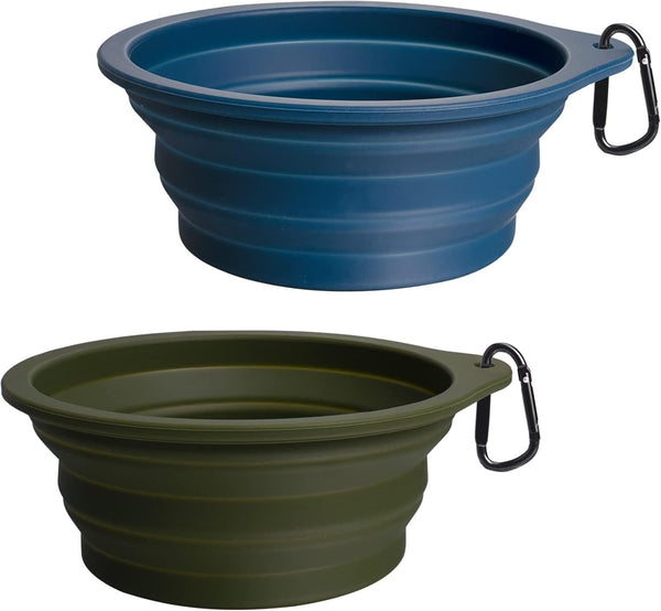 PetBonus 2-Pack Large Silicone Collapsible Dog Bowls, 34oz BPA Free Portable Travel Bowl for Cats and Dogs