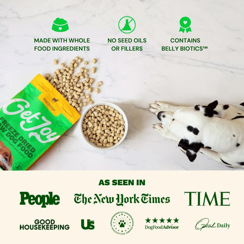 100% 16oz Get Joy Freeze Dried Raw Beef Meal, High Protein Grain Free, Dry Dog Food Meal Mixer and Topper