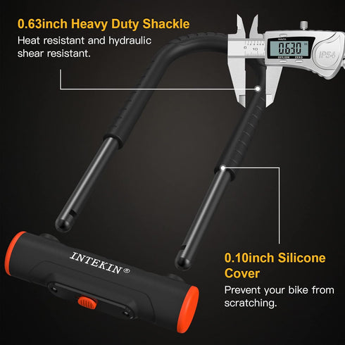 Heavy Duty Bike U Lock with 16mm U Lock and 5ft Length Security Cable, Sturdy Mounting Bracket for Bicycle, Motorcycle