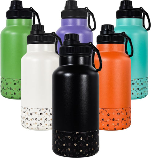 AGH Dog Water Bottle, 32oz Portable Bottle with Detachable Bowl for Food Feeding, Stainless Steel for Travel (Black)