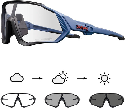 KAPVOE Photochromic Cycling Glasses, Men Women Mountain Bike Sunglasses for Clear MTB Riding