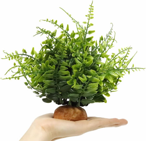 WOLEDOE Fake Green Boston Fern, Reptile Plants for Terrarium, Amphibian Tank Accessories Habitat Decor fit Crested