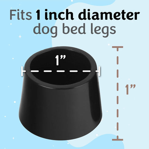 IMPRESA 4 Pack Elevated Dog Bed Feet, 1” Wide to Protect Floors, Raised Dog Bed Stabilizers, Attachable Dog Cot Bed Leg