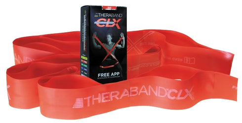 THERABAND CLX Resistance Band with Loops - Fitness Band for Home Exercise, 5 Foot Band, Red, Medium, Level 2