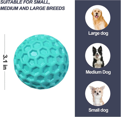 Indestructible Dog Squeaky Balls, Durable Tough Chew Toys for Aggressive Chewers, Natural Rubber Interactive Toys