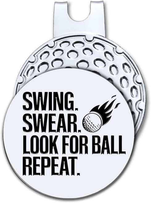 Swing Swear Look for Ball Golf Ball Marker with Magnetic Hat Clip, Funny Golf Gifts for Men Women Golf Lovers