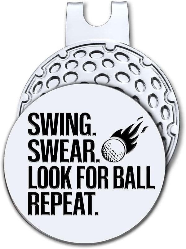 Swing Swear Look for Ball Golf Ball Marker with Magnetic Hat Clip, Funny Golf Gifts for Men Women Golf Lovers
