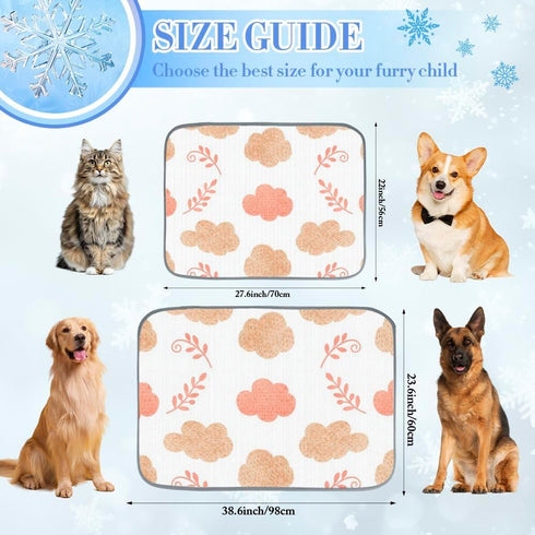imiBBWQu Summer 27" 22" Cooling Pad Clouds Plant Brown White Dog Mat Color Changing Washable Dog Pad Cool Cooling Pet