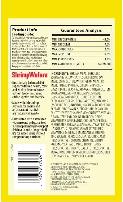 Tetra ShrimpWafers Complete Diet for Catfish and Loaches, 3 Ounce